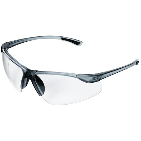 Sellstrom XM340, Safety Glasses, Anti-Scratch, Clear Lens, Smoke Frame, Half-Frame S74201